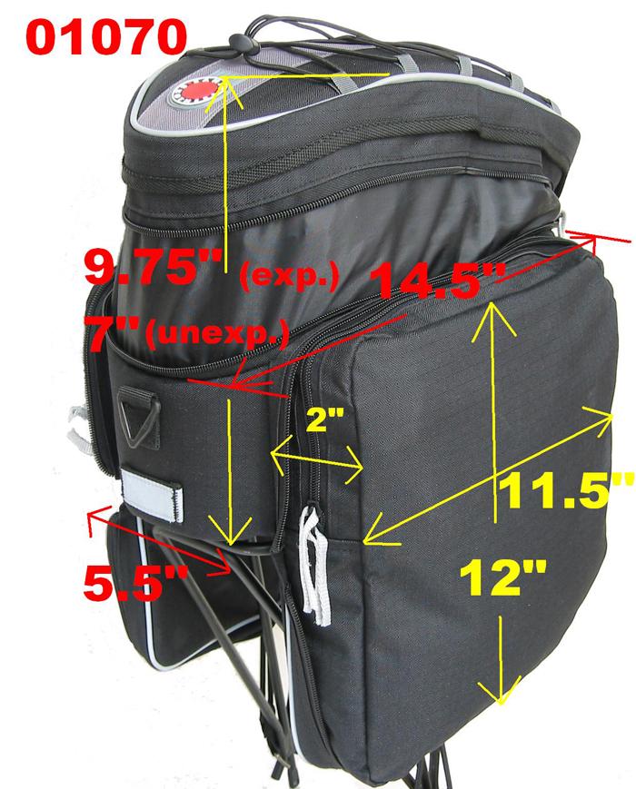 Rack Top Pannier Bag, Expanding, Black-Banjo Brothers